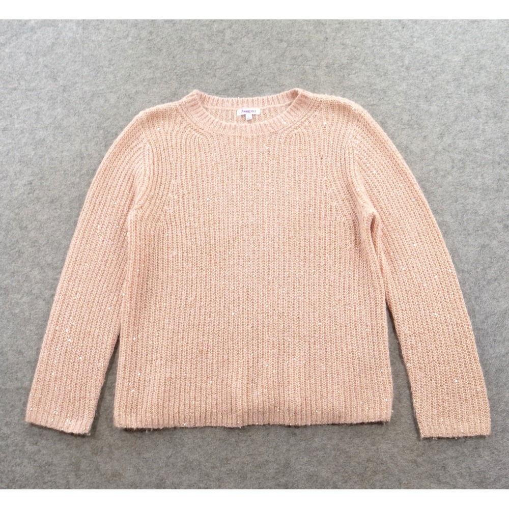 Johnny Was Sweater Womens Large Pink Sequin Alpaca Wool Blend Crew Knit Pullover